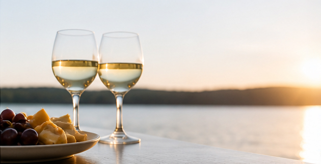 Wine and cheese with sunset views over Lake Leelanau